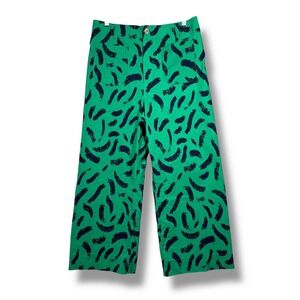 Maeve Green and Blue Patterned Cropped Pants